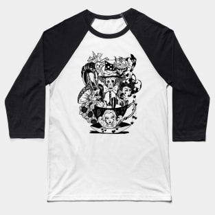 Wonderland Madness (Lines) Baseball T-Shirt